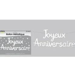 Guirlande Ballon Joyeux Anniversaire - Blanc