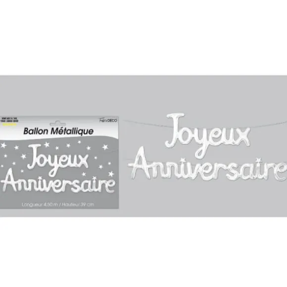 Guirlande Ballon Joyeux Anniversaire - Blanc