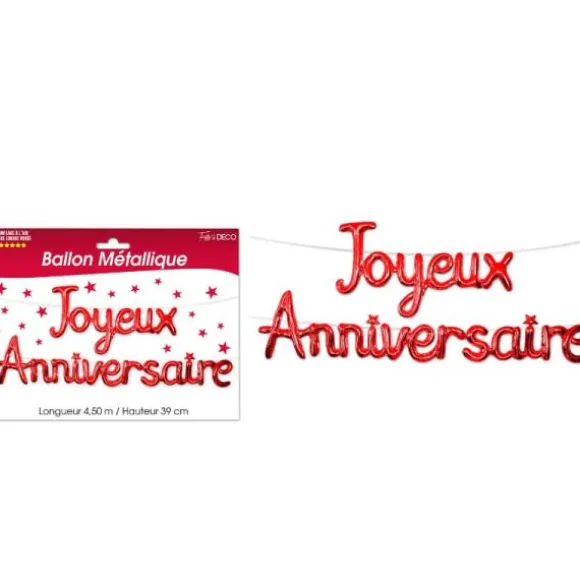 Guirlande Ballon Joyeux Anniversaire - Rouge