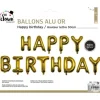 Guirlande de ballons dorés en mylar pour anniversaire - Happy Birthday