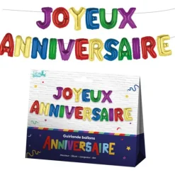 Guirlande de ballons "Joyeux Anniversaire" en aluminium - 6 m - Collection Récréation Multicolore