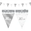 Guirlande de Fanions Anniversaire Métallique - Argent - Age au Choix