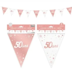 Guirlande de Fanions Anniversaire Métallique - Rose Gold - Age au Choix