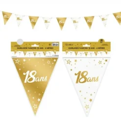 Guirlande de Fanions Anniversaire Métallique - Or - Age au Choix