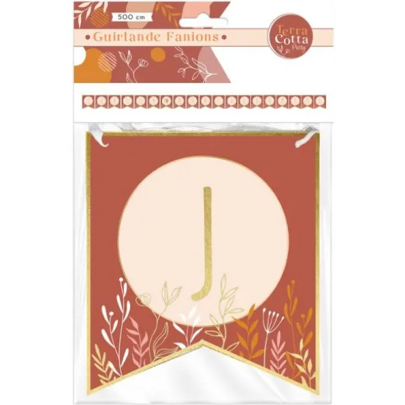 Guirlande de fanions avec lettres et ruban - Joyeux Anniversaire - Collection Terracotta