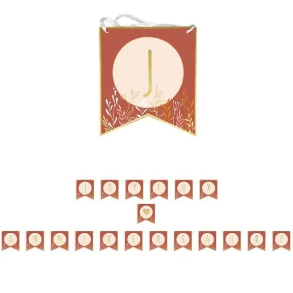 Guirlande de fanions avec lettres et ruban - Joyeux Anniversaire - Collection Terracotta