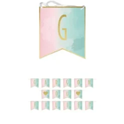 Guirlande de fanions avec lettres et ruban - Fille ou Garçon ? - Collection Gender Reveal