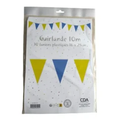 Guirlande de 30 fanions - Jaune et Bleu - 10m