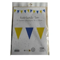 Guirlande de 15 fanions - Jaune et Bleu - 5m