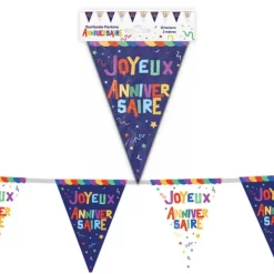 Guirlande de 10 fanions "Joyeux Anniversaire" - 3 m - Collection Récréation Multicolore