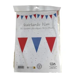 Guirlande de 30 fanions - Rouge et Bleu - 10 m