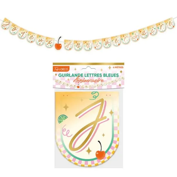 Guirlande de lettres "Joyeux Anniversaire" - 6 m - Collection Retro Pop
