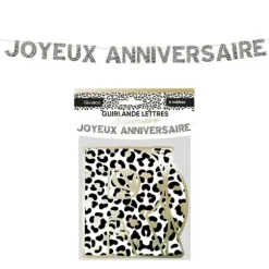 Guirlande de lettres "Joyeux Anniversaire" - 6 m - Collection Léopard