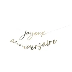 Guirlande de lettres "Joyeux Anniversaire" en papier - 180 cm - Collection Gold'n Age