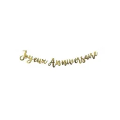 Guirlande métallisée "Joyeux Anniversaire" en carton - 1,80 m - Couleur au choix