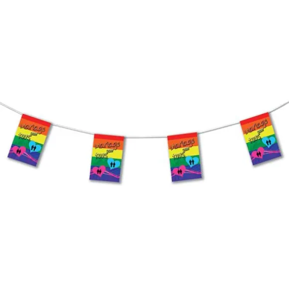 Guirlande papier "Mariage pour Tous" 4 mètres, 8 fanions 20x30 cm