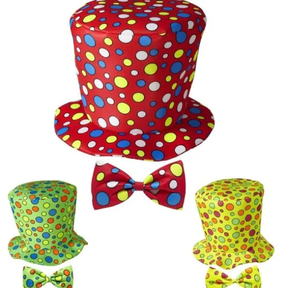Haut de Forme et Noeud Papillon de Clown - Coloris au Choix