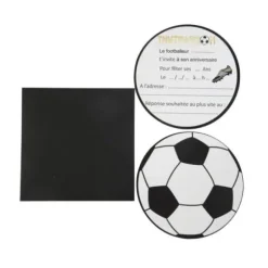 8 invitations avec enveloppes - Football - Noir, Blanc et Or