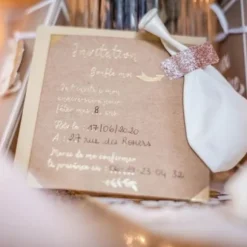 10 invitations avec enveloppes - Kraft et Or