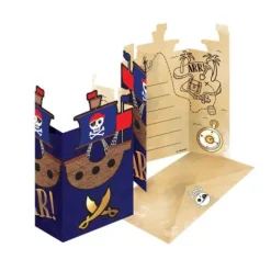 8 Invitations avec enveloppes - Collection Pirate Rouge