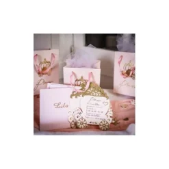 8 Invitations avec enveloppes - Princesse Rose & Or - 16 cm