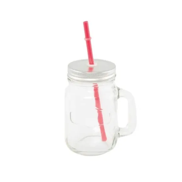 Jar en Verre avec Paille Rouge
