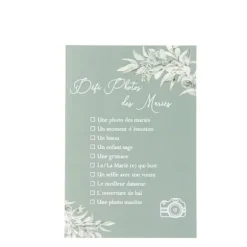 Jeu des défis photos des mariés FSC® - 12 x 17,5 cm - Collection Greenery