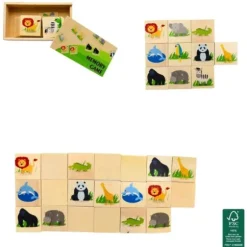 Jeu en bois - Mémo de 20 cartes - Animaux