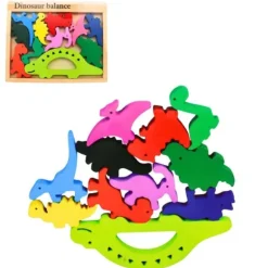 Jeu en bois - Puzzle à balance de 11 pièces - Dinosaure