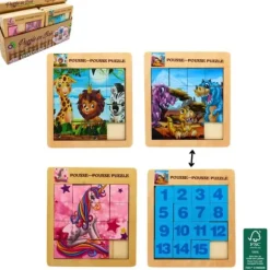 Jeu en bois – Puzzle pousse-pousse 2 en 1 - Modèle Aléatoire