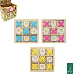 Jeu en bois - Tic-tac-toe - 14 x 14 cm - Couleur Aléatoire