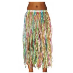 Jupe Hawaïenne Longue Raffia 80 cm - Multicolore