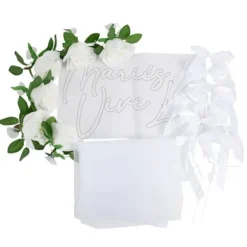 Kit de décoration de voiture "Vive les mariés" - 26 pièces - Couleur Blanc