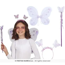 Kit de déguisement de papillon pour enfant - 3 pièces - Couleur au choix