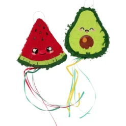 Kit de 2 mini piñatas à tirer - Avocat et Pastèque - Collection Kawaii Party