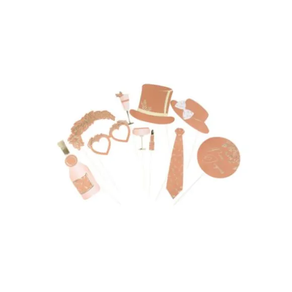 Kit Photobooth - 10 Pièces - Collection Jolis Brins - Terracotta et Or