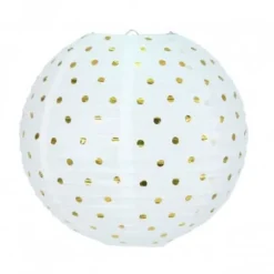 Lanterne Japonaise Blanche à Pois Or - 35 cm