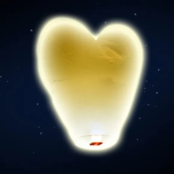 Lanterne volante "coeur" - Blanc