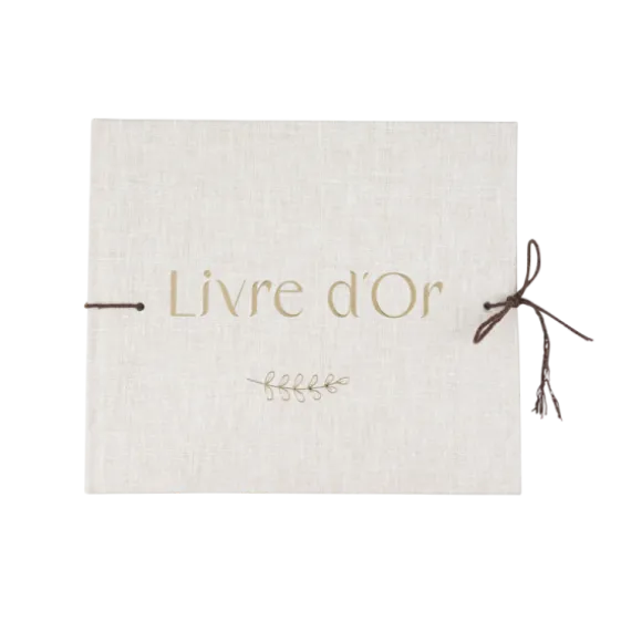 Livre d'or de 68 pages - 22 x 19 cm - Collection Communion Effet Lin et Or