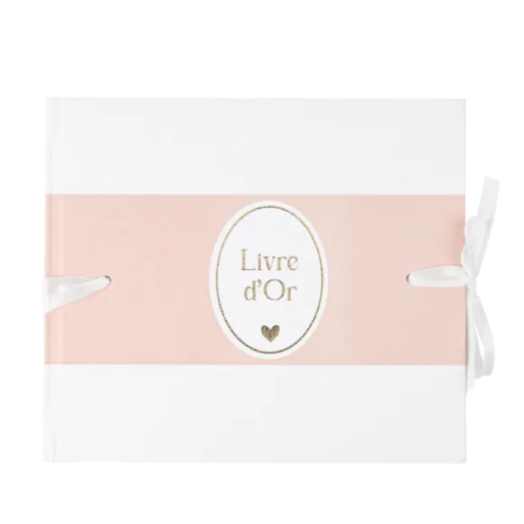 Livre d'or de 68 pages - 22 x 19 cm - Collection Baptême Blanc et Or - Couleur au choix