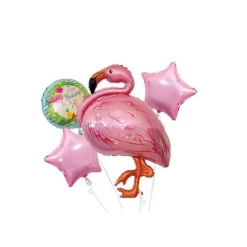 Lot de 4 ballons aluminium thème Flamant Rose