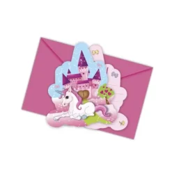 Lot de 6 Cartes d'Invitation + Enveloppes - Licorne