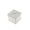Lot de 4 contenants carrés à rayures en lin - 5 x 5 x 5 cm - Bleu Pastel