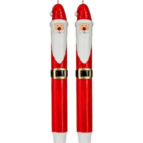 Lot de deux bougies Père Noël - 25cm