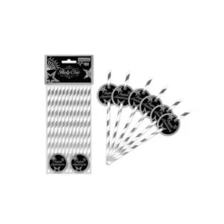 Lot de 12 Pailles Joyeux Anniversaire - Party Chic - Argent