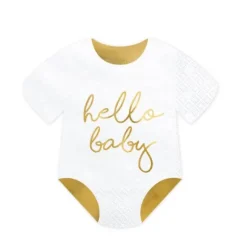 Lot de 20 serviettes en forme de body - Hello Baby
