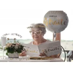 Lunettes Vive la Retraite pailletées - Or et Blanc