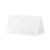 10 marque-places blancs en carton - 9,5 x 5,5 cm - Branches dorées