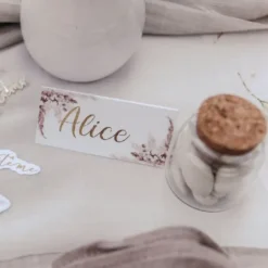 10 Marque-Places - Collection Pampas, Fleurs de Coton et Or