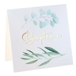 10 marque-places en carton - 5 x 5 cm - Collection Baptême Végétal